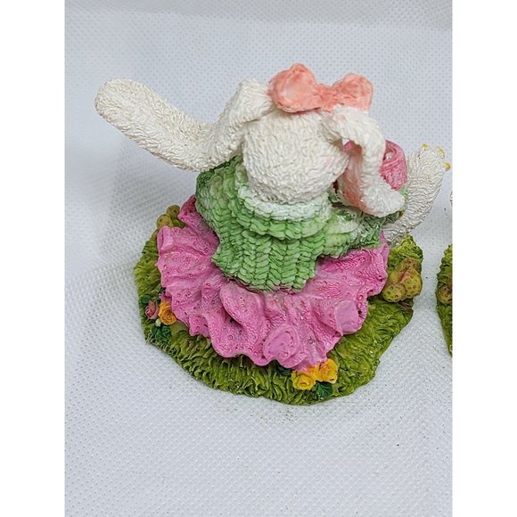 2 Easter Bunny Multicolored Porcelain Rabbit Home Decor Shelf Sitter - Picture 10 of 16